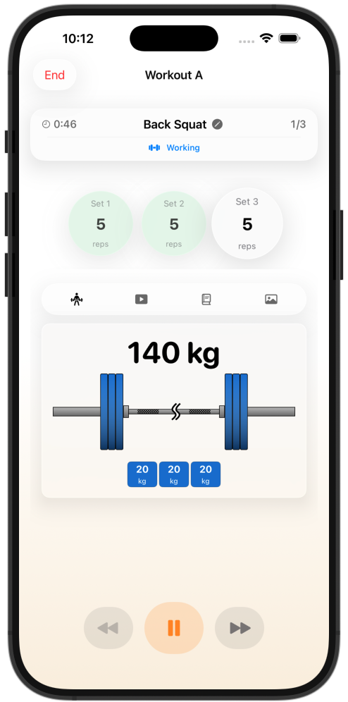 Barbell workout with plate calculator
