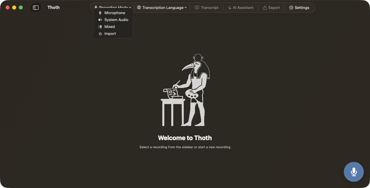 Thoth recording view